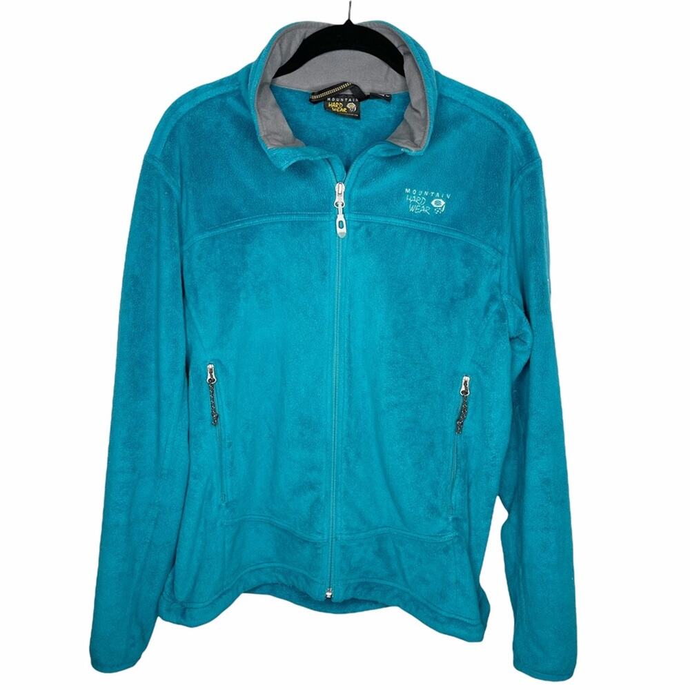 MOUNTAIN HARDWEAR / teal blue full zip fuzzy soft shell jacket / M